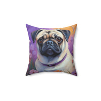 Pug Spun Polyester Throw Pillow