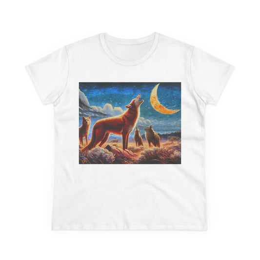 Coyotees under Moonlight Women's Midweight Cotton Tee