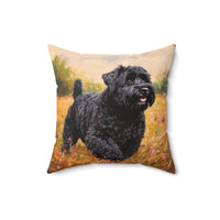 Black Russian Terrier Spun Polyester Throw Pillow