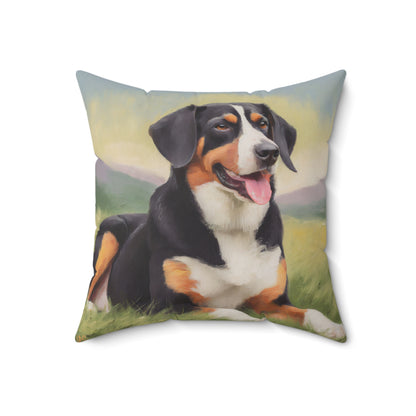 Entlebucher Mountain Dog Spun Polyester Throw Pillow