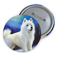 American Eskimo Dog Metal Pinback Buttons