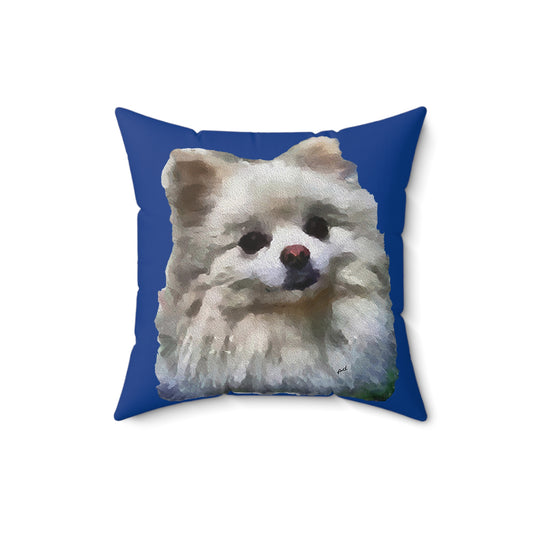 Pomeranian 'Snowball' - Spun Polyester Throw Pillow