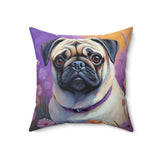 Pug Spun Polyester Throw Pillow