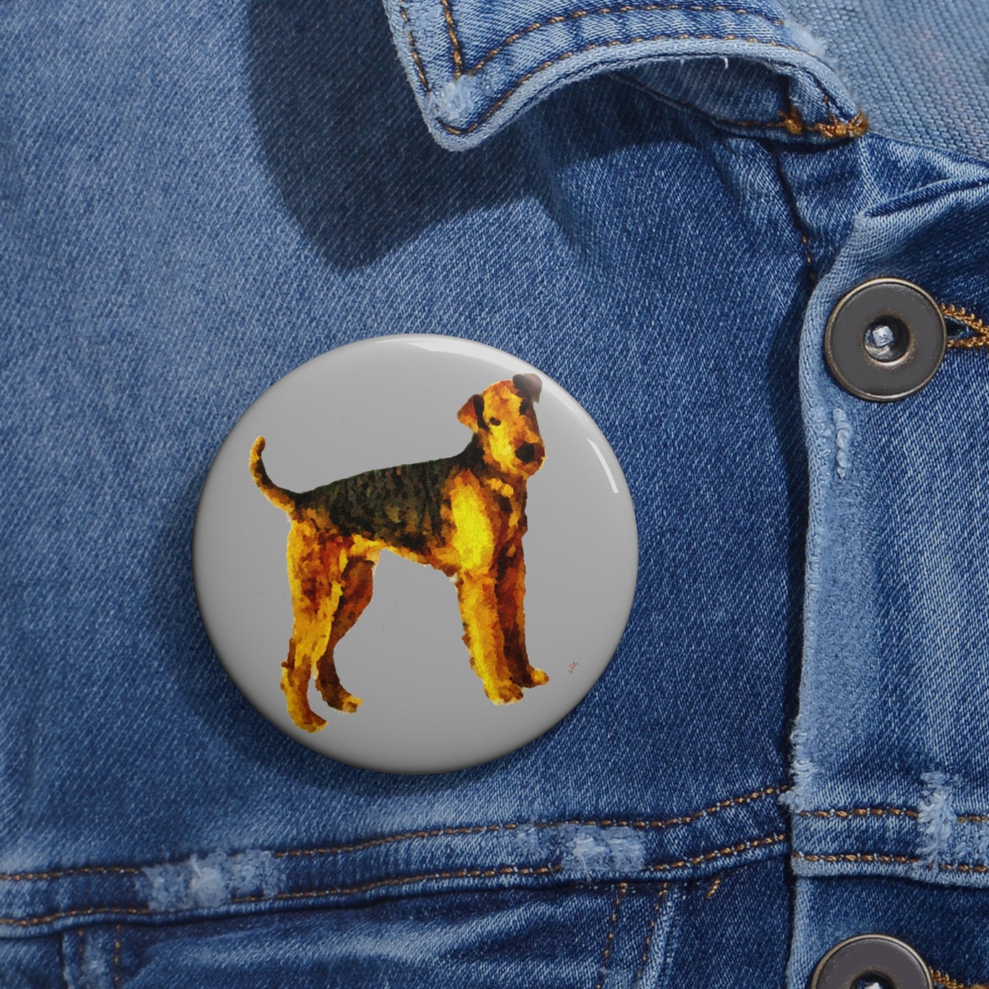 Airedale Terrier Metal Pinback Buttons