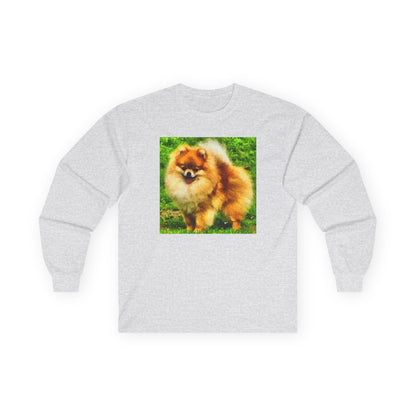 Pomeranian 'Pom Pom' Unisex Cotton Long Sleeve Tee