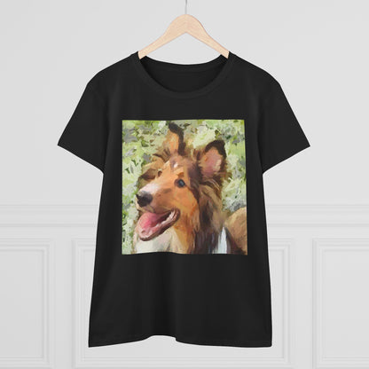 Sheltie - Shetland Sheep Dog 'Sheltie Mae' Women's Midweight Cotton Tee