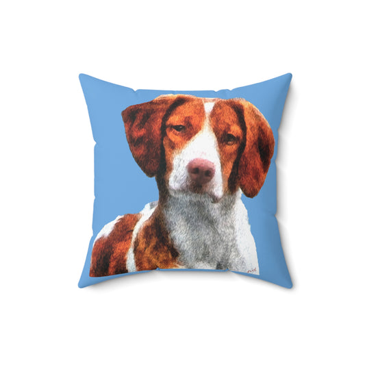 Brittany Spaniel 'Gunner' Spun Polyester Throw Pillow