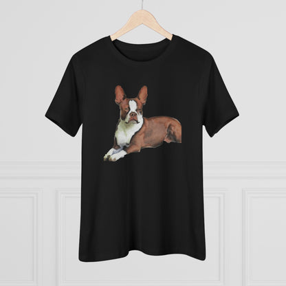 Boston Terrier Brown & White Women's Relaxed Cotton Tee