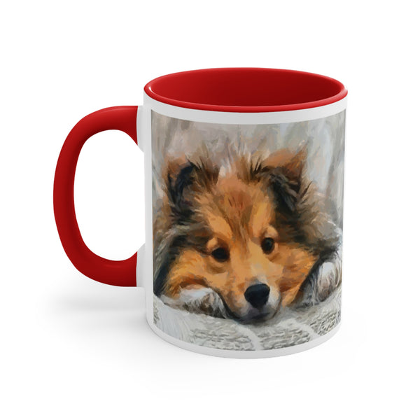 Shetland Sheep Dog - Sheltie 'Sleepy Sheltie' Accent Coffee Mug, 11oz