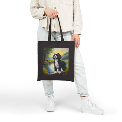 Portuguese Water Dog Cotton Canvas Tote Bag