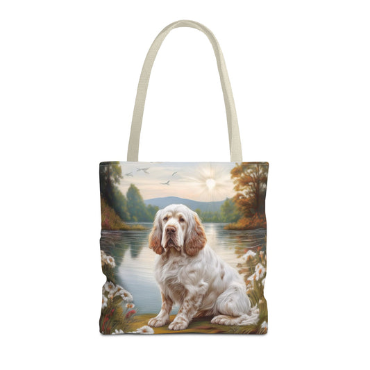Clumber Spaniel Polyester Tote Bag (AOP)