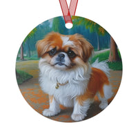 Pekingese Puppy - Christmas Tree  Metal Ornaments