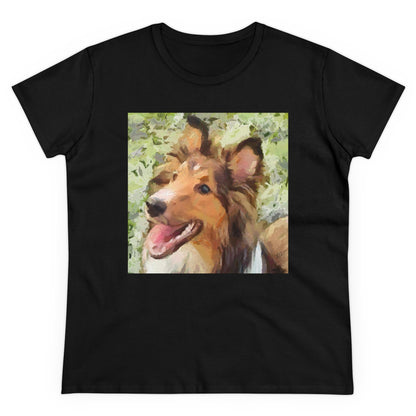 Sheltie - Shetland Sheep Dog 'Sheltie Mae' Women's Midweight Cotton Te