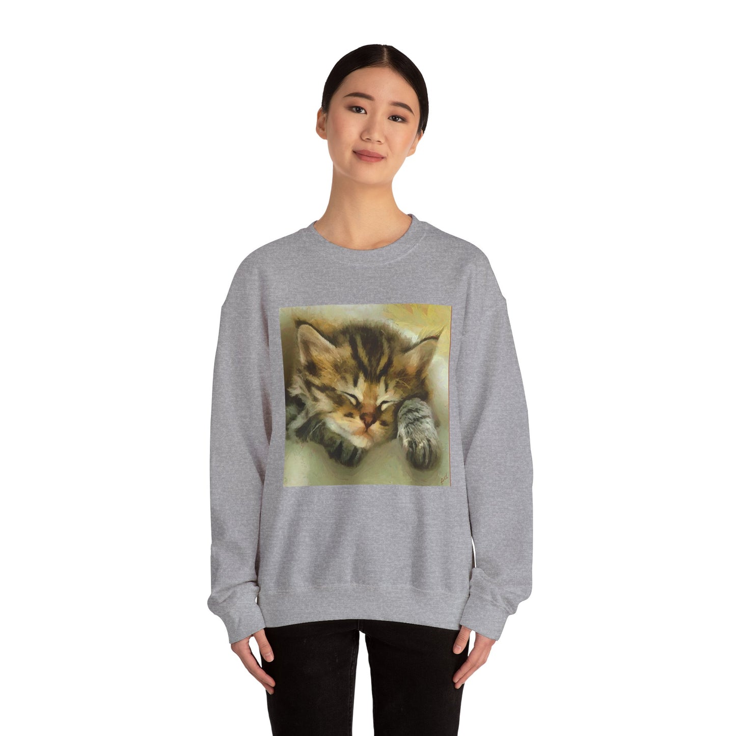 Sleepy Brucie the Cat - Unisex 50/50 Crewneck Sweatshirt