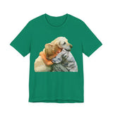Yellow Labrador Retriever and Child - Unisex Jersey Short Sleeve Tee
