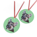 German Shepherd 'Sly' Metal Ornaments