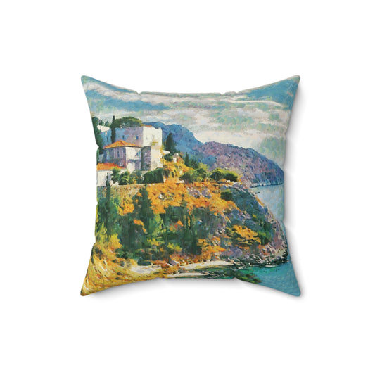 Hydra (Greece) Hillside , Spun Polyester Throw Pillow
