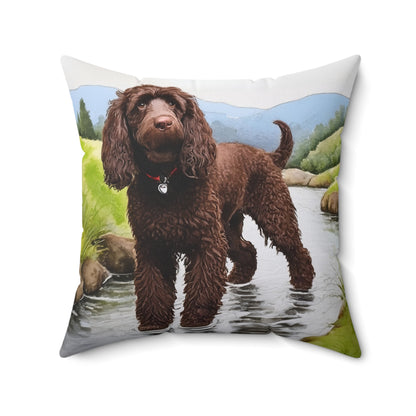 Irish Water Spaniel Spun Polyester Square Pillow