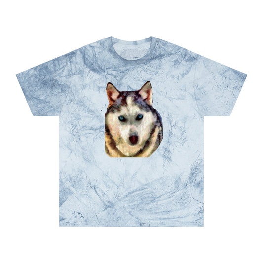 Siberian Husky 'Sacha' Unisex Cotton  -  Color Blast T-Shirt
