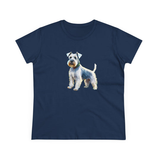 White Schnauzer Women's Midweight Cotton Tee