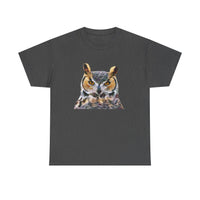 Great Horned Owl  'Hooty' Unisex Heavy Cotton Tee