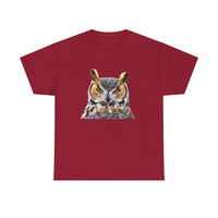 Great Horned Owl  'Hooty' Unisex Heavy Cotton Tee