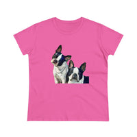 "Skipper & Dee Dee Boston Terrier Women's Midweight Cotton Tee"