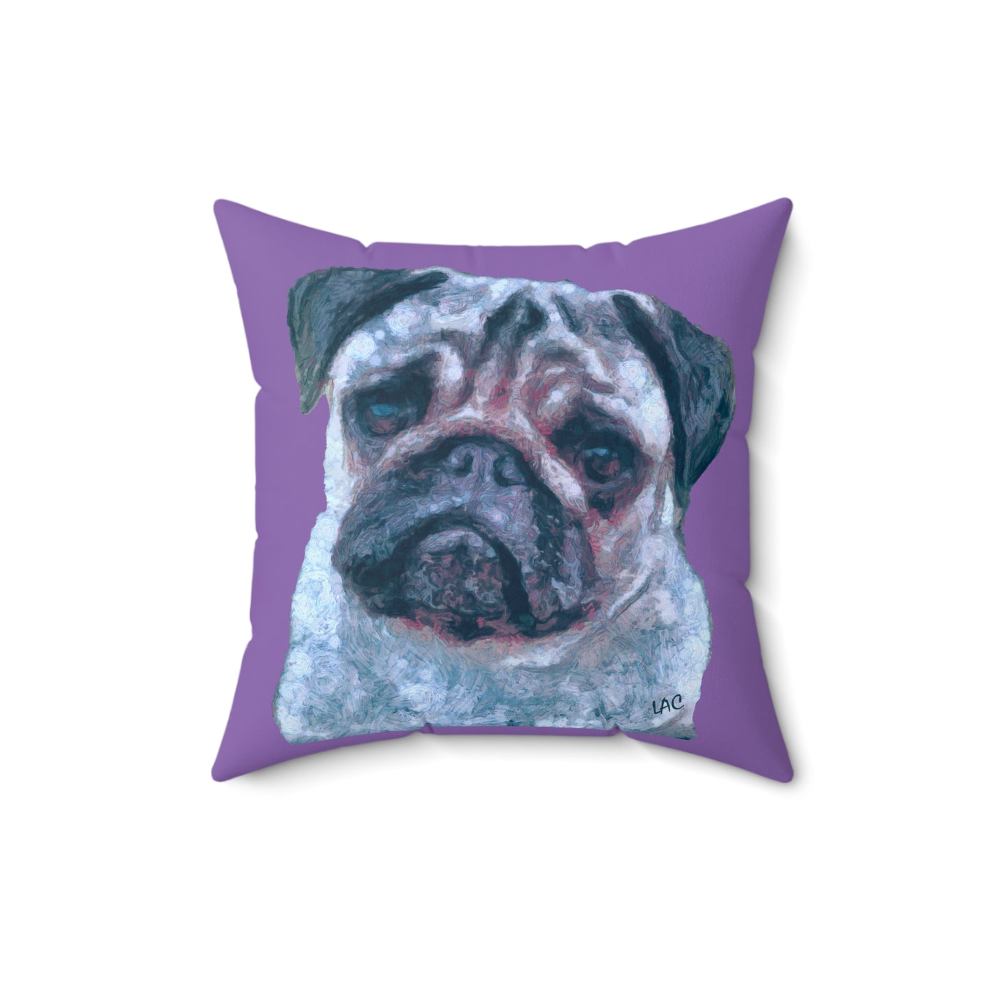 Pug 'Pompey' Spun Polyester Throw Pillow