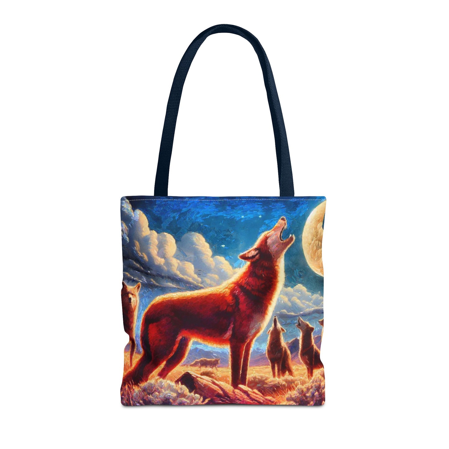 Coyotees Howling Under Moonlight Tote Bag