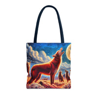 Coyotees Howling Under Moonlight Tote Bag