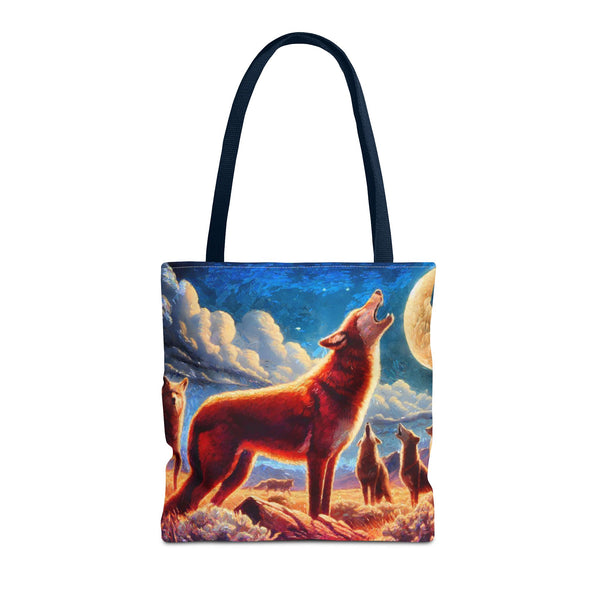 Coyotees Howling Under Moonlight Tote Bag