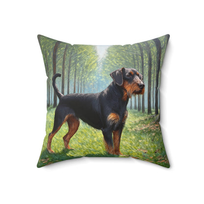 Deutscher Jagdterrier Spun Polyester Throw Pillow