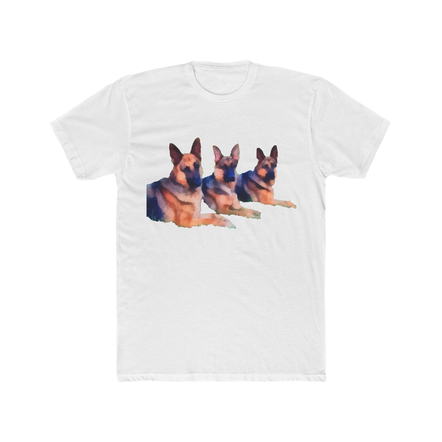 German Shepherd Trio Men's Fitted Cotton Crew Tee
