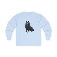 Schipperke Unisex Long Sleeve Cotton Tee with Adorable Dog Print - Perfect for Pet Lovers!