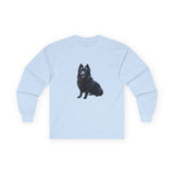 Schipperke Unisex Long Sleeve Cotton Tee with Adorable Dog Print - Perfect for Pet Lovers!