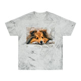 Shetland Sheepdog 'Sleepy Sheltie' Unisex Cotton  -  Color Blast T-Shirt