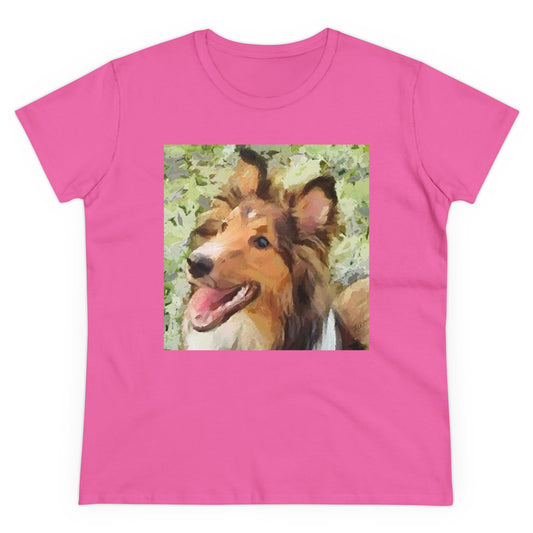 Sheltie - Shetland Sheep Dog 'Sheltie Mae' Women's Midweight Cotton Te
