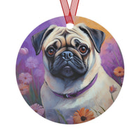 Pug - Christmas Tree  Metal Ornaments