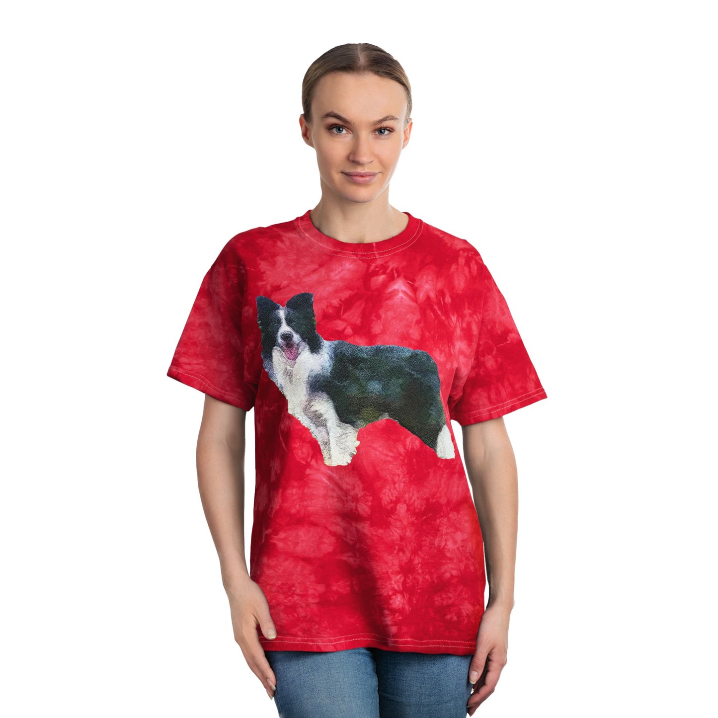 Border Collie '#1' - Unisex Cotton Tie-Dye Tee, Crystal