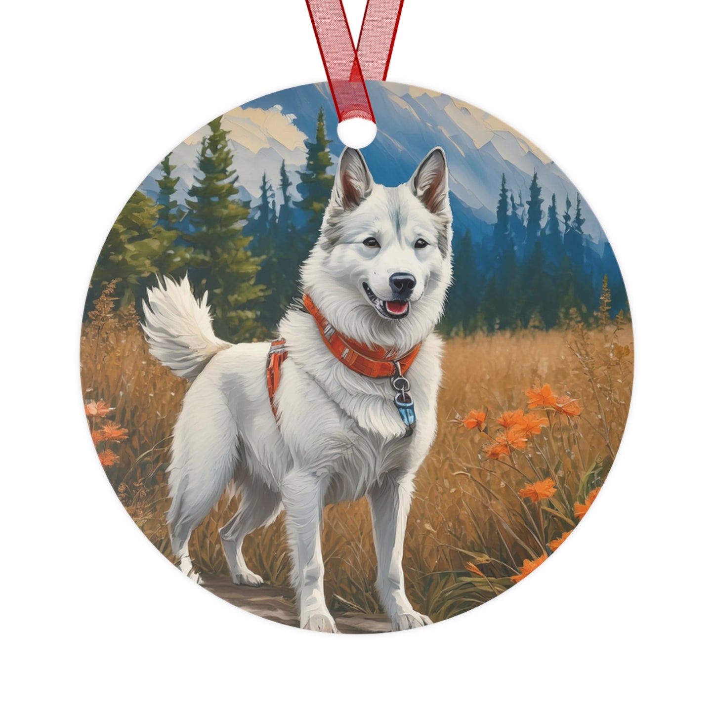 Yakutian Laika  Christmas Tree Metal Ornaments
