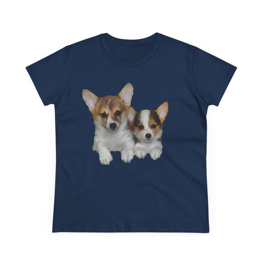 Welsh Corgi 'Cousins' Women's Midweight Cotton Tee