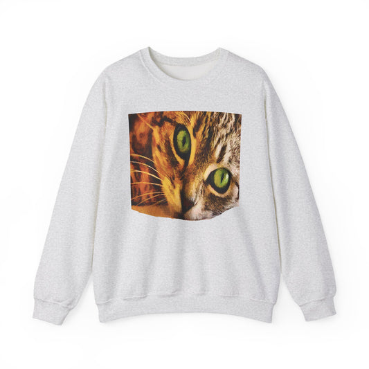 Wide-Eye Cat Unisex 50/50 Crewneck Sweatshirt