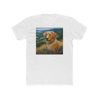 Golden Retriever Artistic Painting Men's Fitted Cotton Crew Tee