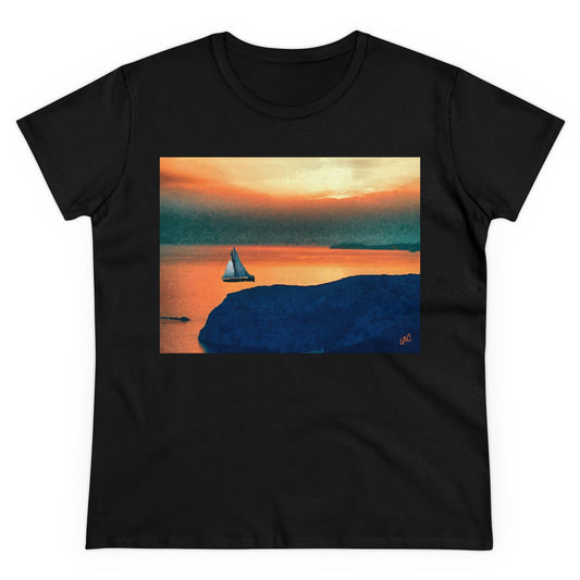 Kastro (Greece) Sunset - Women's Midweight Cotton Tee