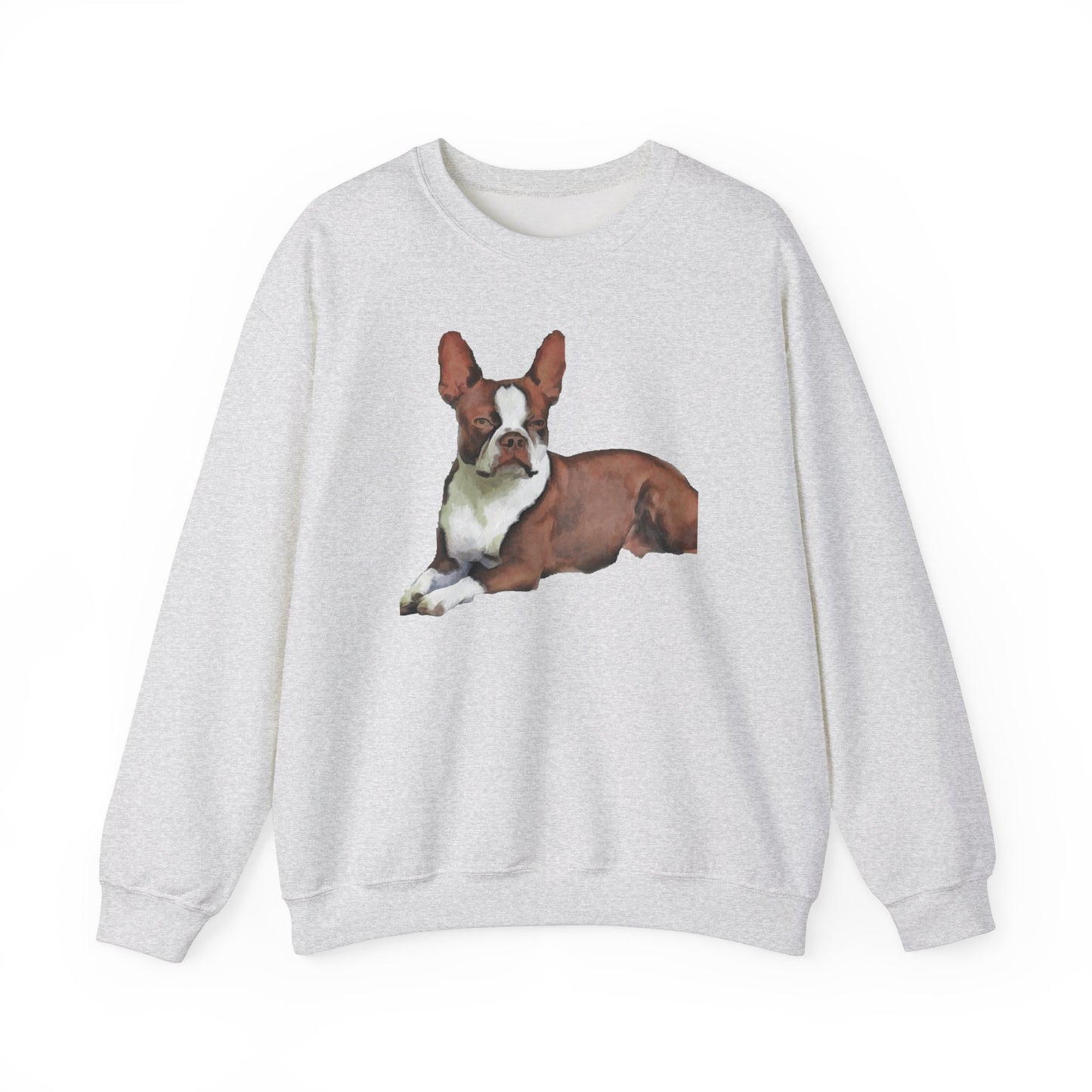 Boston Terrier - Brown & White Unisex 50/50 Crewneck Sweatshirt
