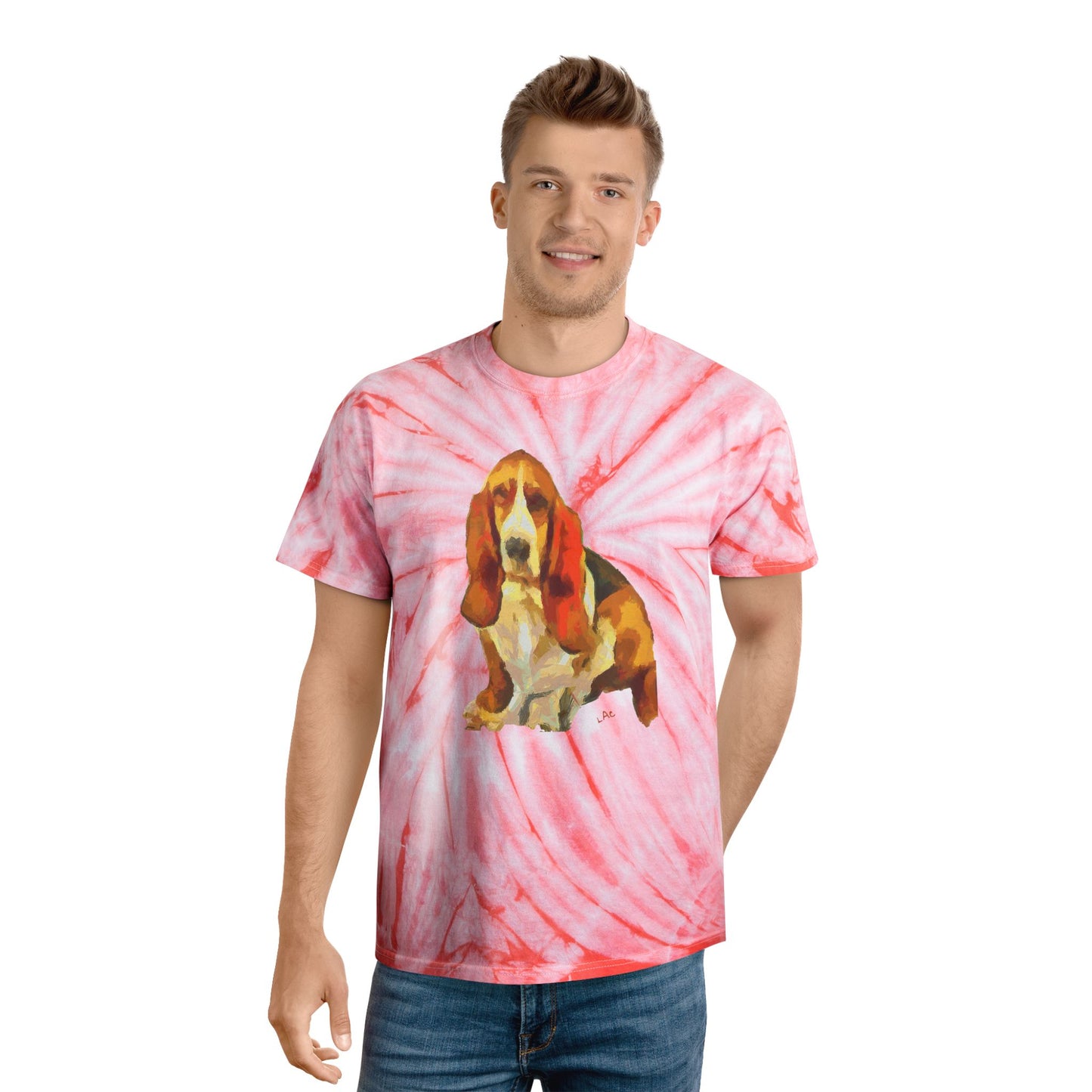 Basset Hound 'Lautrec' Unisex Cotton Tie-Dye Tee, Cyclone