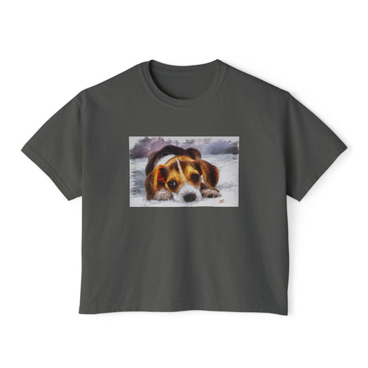 Beagle #1 Women's Oversize Boxy Tee - The Softest Embrace of Elegance