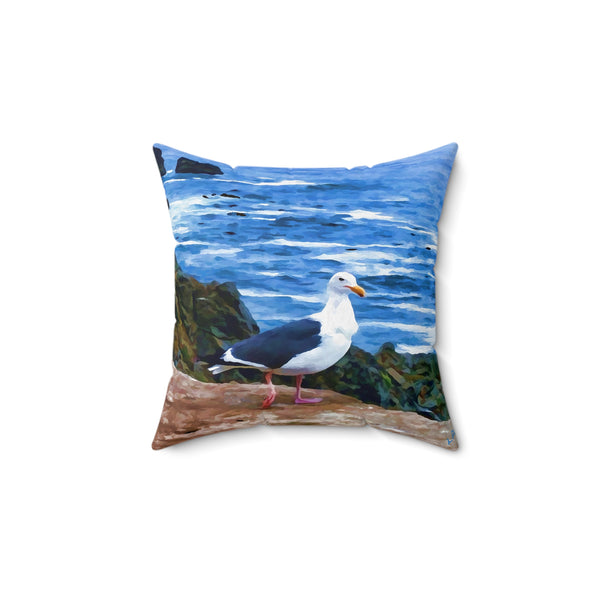 Bodega Seagull  -  Spun Polyester Throw Pillow