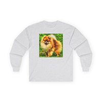 Pomeranian 'Pom Pom' Unisex Cotton Long Sleeve Tee