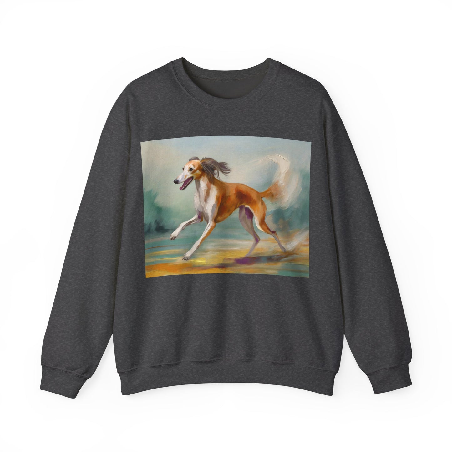 Saluki 'On the Run' Unisex 50/50 Crewneck Sweatshirt